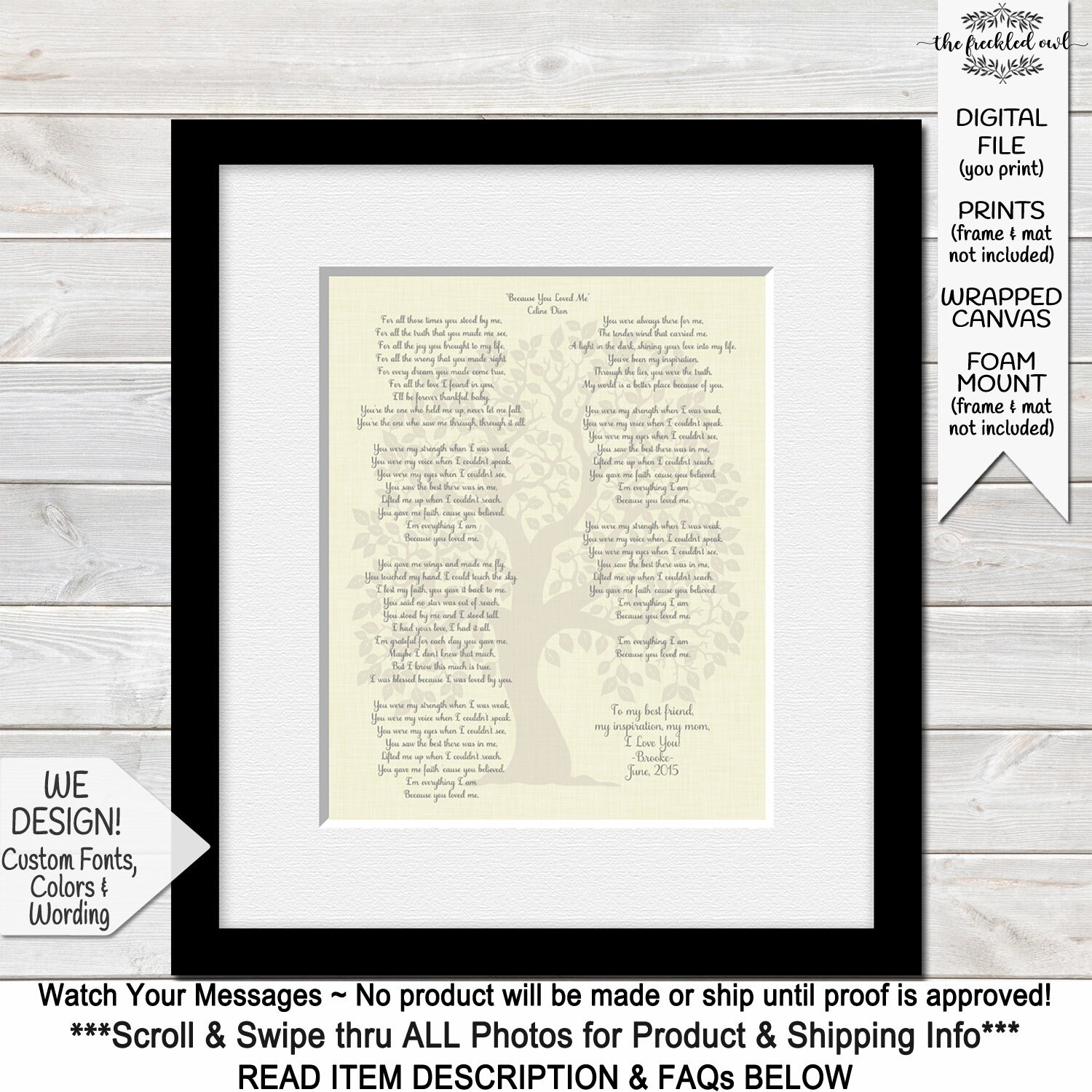 Lyrics Gift For Mom From Daughter Because You Loved Etsy Lyrics Gift For Mom From Daughter Because You Loved Etsy