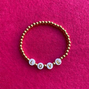 Custom Gold Beaded Alphabet Bracelet