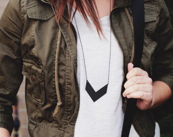 Matte Black Chevron Necklace