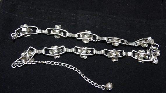 Vintage Sterling Silver Flower Rose Link Necklace - image 8