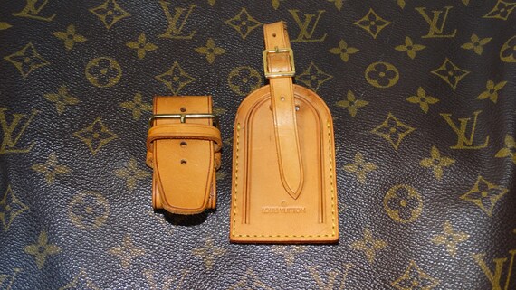 Louis Vuitton Brown Leather Luggage Name Tag and Bag Holder | Etsy Ireland