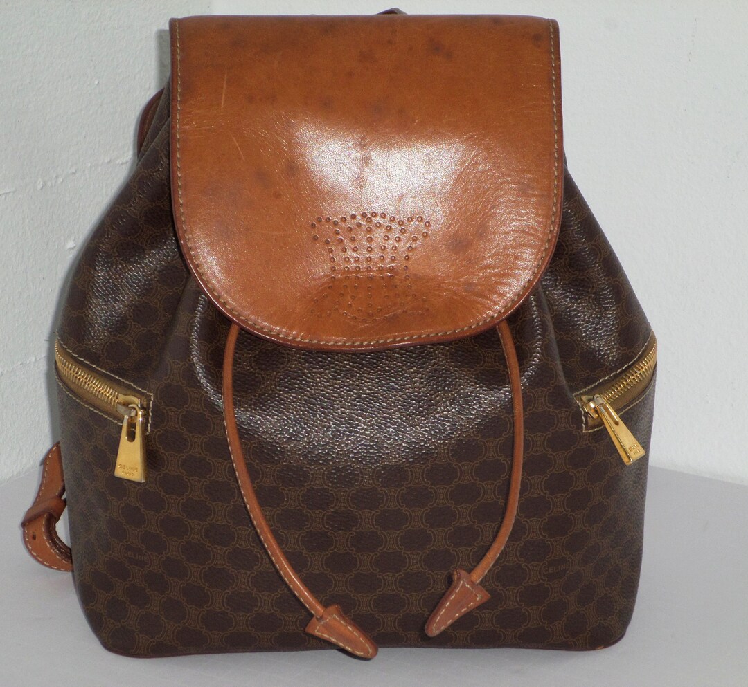 Celine Brown Macadam Monogram Coated Canvas Backpack - Etsy display picture 2