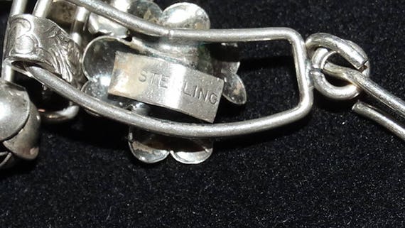 Vintage Sterling Silver Flower Rose Link Necklace - image 5