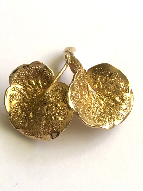 Grosse 1966 Stamped Vintage Leaf Goldtone Pin Bro… - image 6