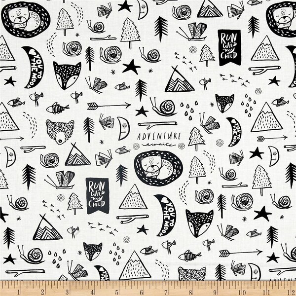 Woodland Animals Cotton Fabric, Forest Dreaming, Adventure Awaits, Fabric by the Half Yard, Dear Stella, Fox, Mountain Bear, Mask Yardage