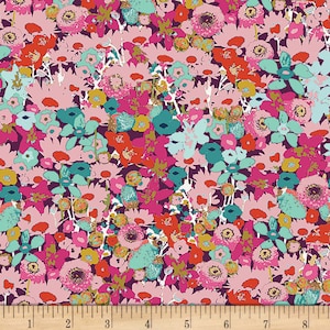 27" Remnant- Bright Flowers Cotton Fabric by the Half Yard, Floral Print, Nature Boho Botanical, Art Gallery Splendid Fusion Flower Medley