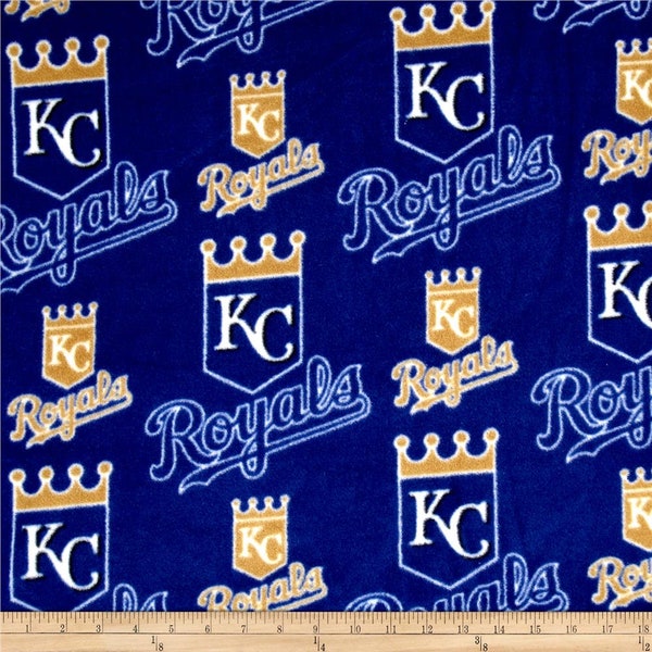 FLEECE Scraps- Kansas City Royals, MLB Baseball Poly, KC Royals Major League Baseball Prints, Mixed Grab Bag, On Sale Clearance Closeout