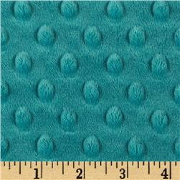 Teal Dimple Dot Minky Fabric, Dark Turquoise Blue by the Yard, Korean Minkee, Peacock Embossed Raised Texture, Plush Fleece, Blankets Softie