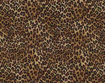 Leopard Cotton Fabric, Cheetah Skin Animal Print, Timeless Treasures, Fabric by the Half Yard, African Exotic Zoo Safari