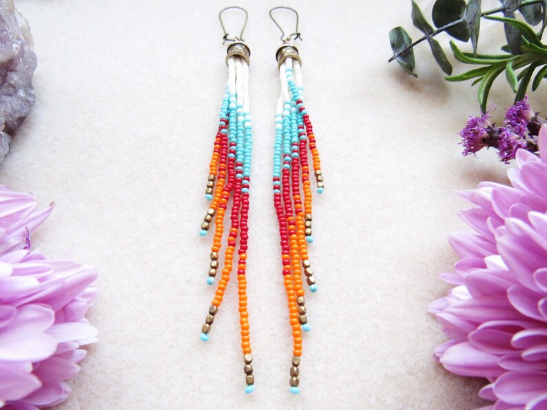 Handmade Dream Catcher Keychain - Long Seed Bead Fringe Dangle, Black/Gold, Silver Keyring, Made In Peru