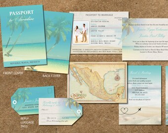 Destination Wedding Invitation, Passport Booklet