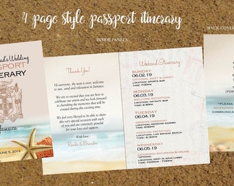 Destination Wedding Passport Itinerary, Beach Wedding Welcome Passport Stationery Set, Printed or Digital Options, Trendy Wedding