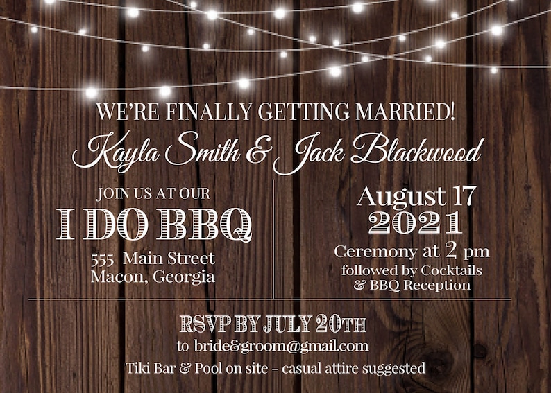 Simple Wedding Invitation I Do BBQ Reception Party Casual Wedding Ceremony Backyard Wedding Celebration
