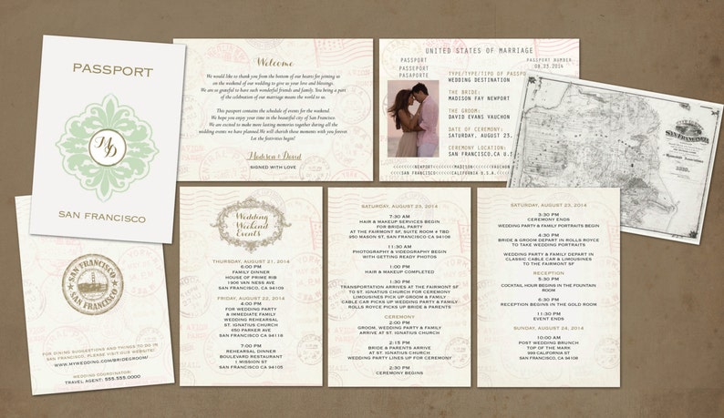 Wedding Itinerary Passport Program Booklet, Details for your Destination Beach Wedding image 1