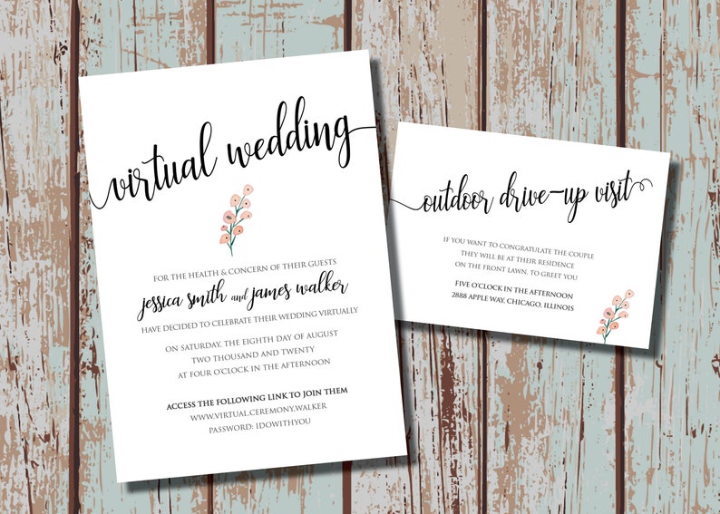 Invitaciones de boda simples virtuales para la ceremonia ...