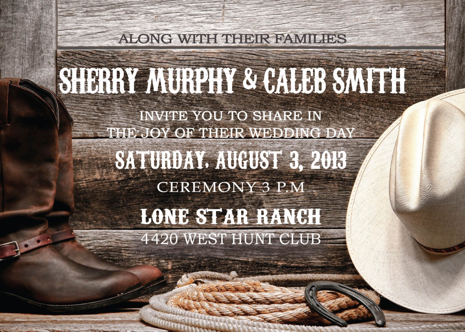 Country Rustic Wedding Wedding Invitation Set Cowboy Hat Etsy