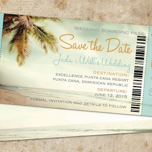 Wedding Boarding Pass Invitations, Save the Date, Destination Weddings, Ticket Invitation