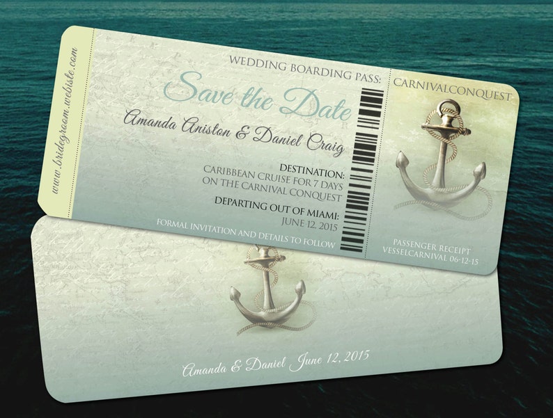 Save The Date Destination Cruise Wedding Aqua Teal Travel Etsy