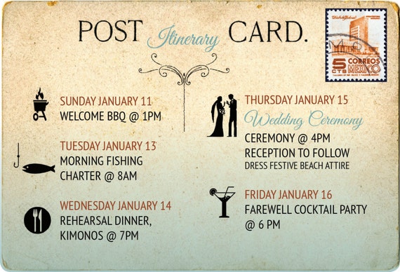 Wedding Program Schedule Of Events Itinerary Destination Or Etsy