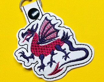 Embroidered Welsh Dragon Backpack, Keychain, purse tag