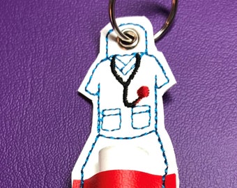 Embroidered Scrub, stethoscope, medical lip balm holder