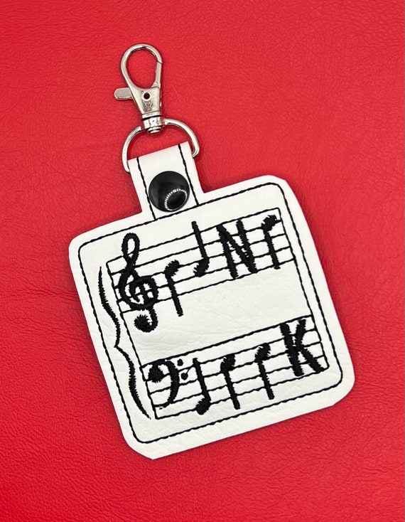 Keychain - Rectangle - Treble Clef Note - Leather Keychain - Rectangle - Treble Clef Note - Leather