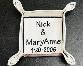 Embroidered, personalized, Save the Date, Wedding, Birthday, Special event tray, valet, jewelry tray, change tray, key tray
