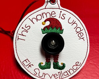 Embroidered Elf hat surveillance Christmas ornament