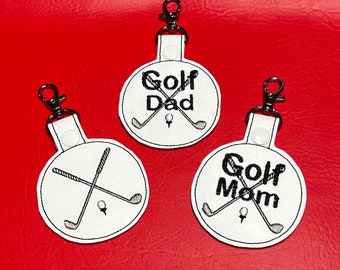 Embroidered Golf Mom/Dad Bag Tag: Personalized Golf Gift