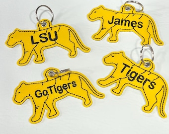 Personalized Embroidered Tiger Tag: Key Fob, Backpack, Luggage