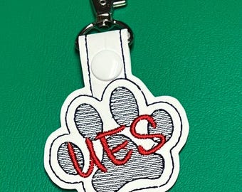 Personalized Embroidered Paw Print Key Fob: Waterproof Backpack Tag