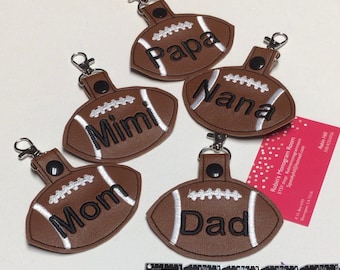 Personalized Embroidered Football Key Fob: Custom Name Tag
