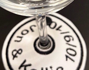 Embroidered Personalized Wine Glass Marker: Save the Date Wedding Favor