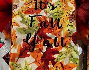 Embroidered Fall Wreath Sash: Sunflower Cotton Decor