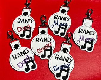 Embroidered Band Mom Key Fob: Personalized Music Bag Tag