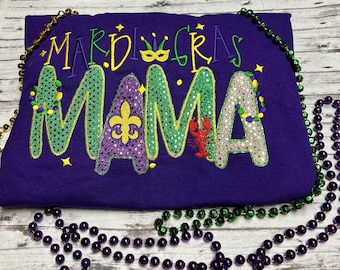 Embroidered, Personalized Mardi Gras Mama Sweatshirt