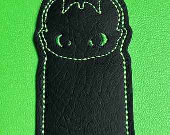Embroidered black dragon lip balm, chapstick, lip gloss holder