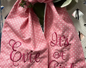 Personalized, embroidered, new baby wreath sash