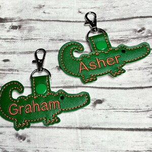 Embroidered Alligator, Florida gator, Go Gators key fob, backpack tag, luggage tag, gym bag tag, lunchbox tag