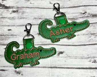 Embroidered Alligator Key Fob: Personalized Backpack Tag
