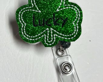 St Patrick's Day Shamrock Badge Reel: Interchangeable Lucky Green ID Holder