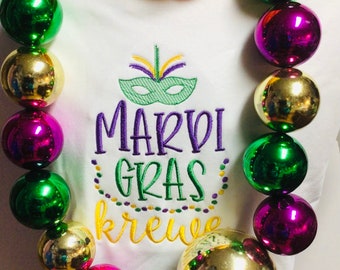 Embroidered Mardi Gras Krewe T-Shirt: Louisiana Cotton Tee