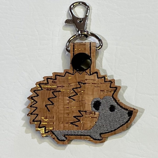 Embroidered personalized, hedgehog key fob, backpack tag, lunchbox tag, luggage tag, etc.