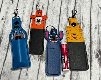Embroidered Animal Lip Balm Keychain Holder