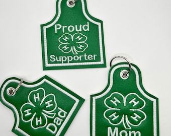 Embroidered 4H Cow Tag Keychain: Personalized Luggage or Backpack Tag