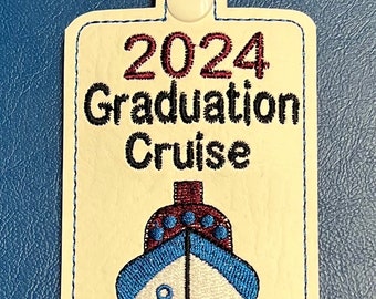 Personalized embroidered graduation cruise, vacation, boat ID Badge holder lanyard, bag tag, luggage tag,