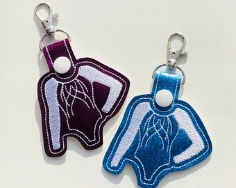 Embroidered Gymnastics Leotard Key Fob: Glitter Vinyl Bag Tag