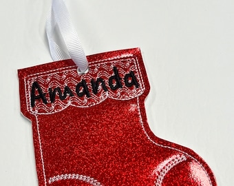 Personalized Embroidered Stocking Gift Card Holder: Holiday Charm