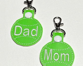 Embroidered Tennis Mom/Dad Bag Tag: Personalized Tennis Gift