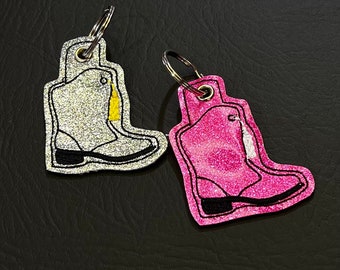 Embroidered Glitter Boot Keychain: Personalized Drill Team Charm